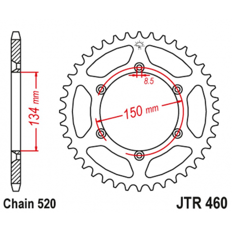 JT, rozeta 489 47 Kawasaki KX/KXF `84-20 (48947JT) (řetěz 520)